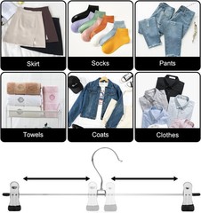 Pants Hangers with Clips Heavy Duty 10 Pack Adjustable Metal Pants Hanger Skirt