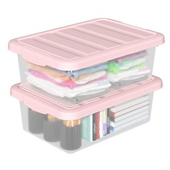 Stackable Storage Bins 2 Pack 14 Quart Clear Container Snap Lid Organizer