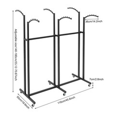 Adjustable Height Garment Rack With Six Universal Wheels 45.6*19.6*55.12-70.87in
