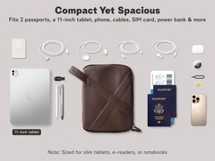 Vegan Leather Travel Tech Pouch, Electronics & Cable Case Organizer with Padd…