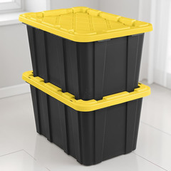 6-Pack 27 Gallon Large Plastic Storage Totes with Snap-On Lids, Durable Stackabl