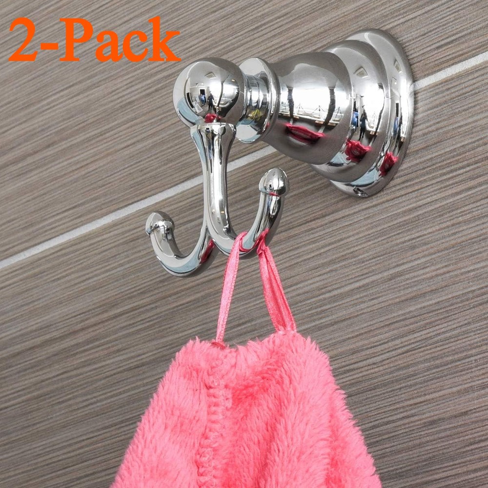 2x Polished Chrome Wall Hooks Coat Hooks Towel Hooks for Hanging Coat Towel Robe