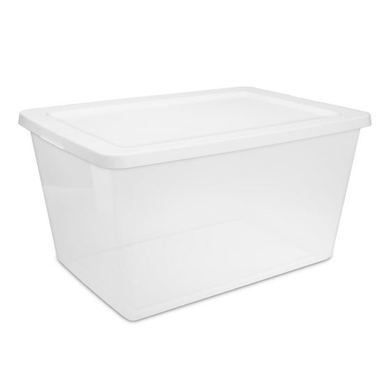Sterilite, 58 Quart Clear Storage Bin, Snap-on Lid Storage Container, with Lid