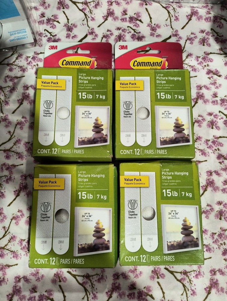 3M Command Large Picture Hanging Strips Holds 15 lb 4 Packs 12 Pairs Each Pack