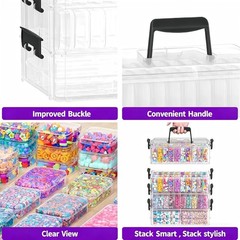 Stackable Bead Storage Organizer with 88 Plastic Containers and Lids, 4-Layer