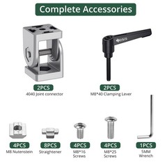 JiGiU 2PCS Angle Connector Joint Connector 4040 Nut 8 Flexible Hinge 180° Rotati