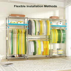 E1 Heavy Duty Closet Garment Rack, 6 Tiers Adjustable Metal Freestanding Expanda