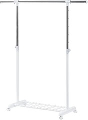 LiaMeE Heavy Duty Garment Rack with Wheels, Adjustable, Black