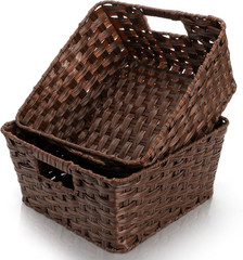 Large Woven Storage Baskets – 2 Pack Waterproof Organizing Bins with Handle