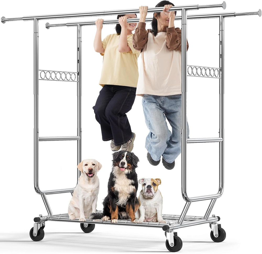 HOKEEPER Clothes Rack Heavy Duty Clothing Rack Load 650 LBS Collapsible Garment