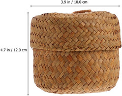 Handmade Seagrass Mini Baskets with Lids – Set of 2 for Home Decor