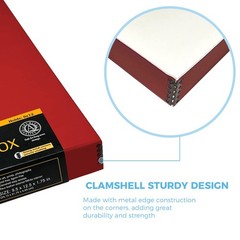Lineco Folio Storage Box, Faux Leather Cover, Clamshell 9x12x1.75, Red