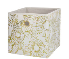 2 Pack Collapsible Fabric Cube Storage Bins – Gold Metallic Organizer