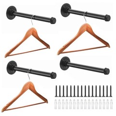 Industrial Pipe Clothing Rack 12 Inch 4 Pack, Wall Mounted Clothes Rack Heavy…