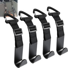 Car Headrest Hooks 4 Pack Adjustable Plastic Organizer Hooks Universal Fit Black