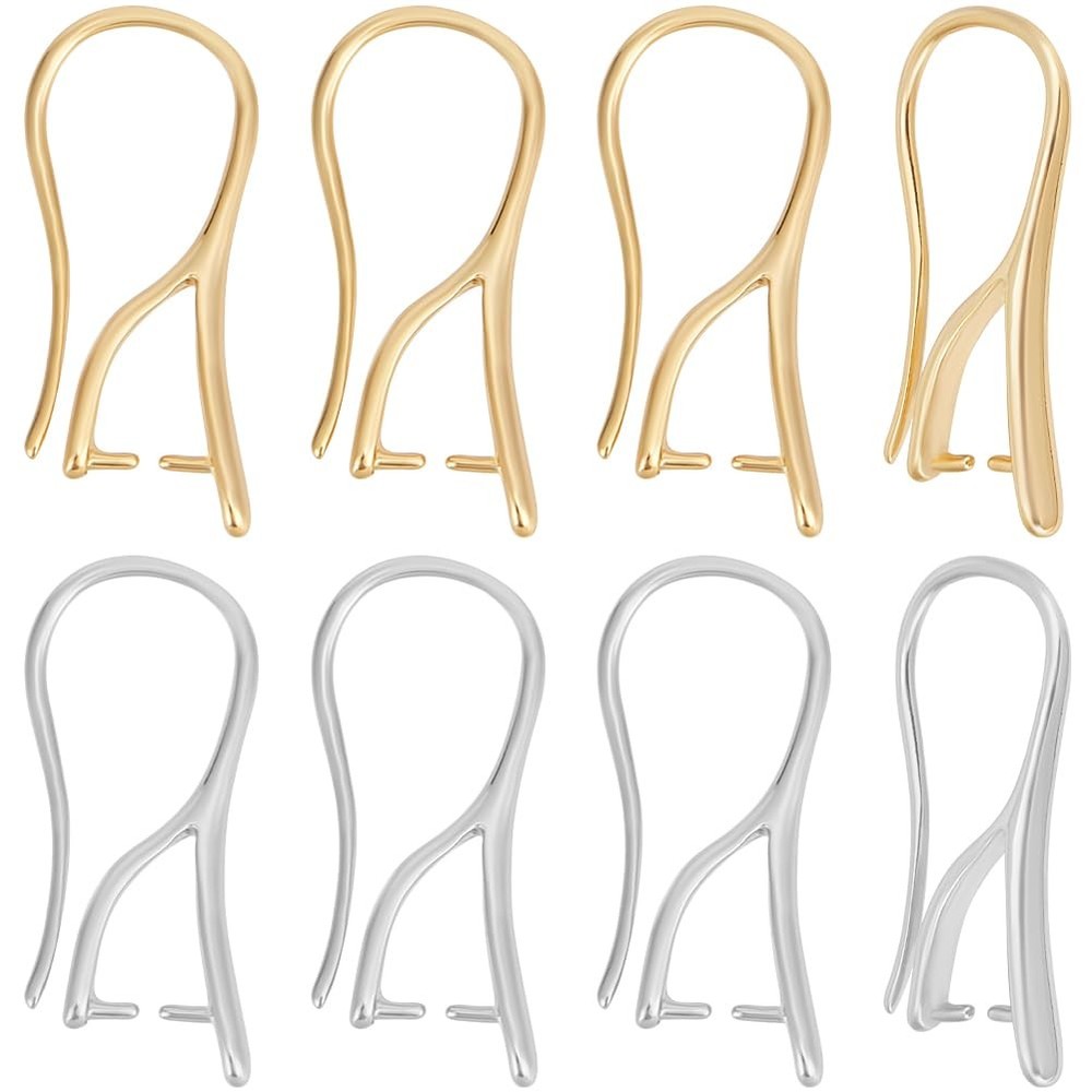 Beebeecraft 32Pcs 2 Styles Ear Wire with Pinch 20~21x2mm, Gold and Platinum
