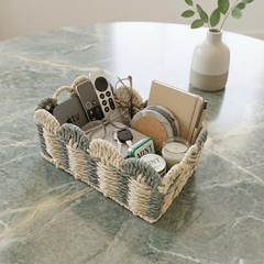 Hand-Woven Storage,Natural Paper Rope Basket,Square with L*W*H:9.1*4.7*3.9Inch