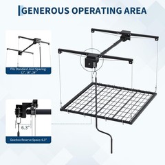 Overhead Garage Storage Rack Adjustable 4×4 ft Ceiling Mounted with Safety Lock