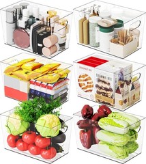 BPA-Free Stackable Clear Bins – 6 Count 11″ Bins for Kitchen & Home Organization