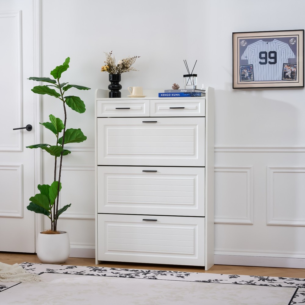 Freestanding Shoe Cabinet with 3 Hidden Flip Drawers & 2 Storage drawer,Entryway