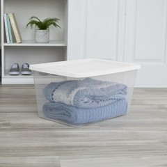Sterilite, 58 Quart Clear Storage Bin, Snap-on Lid Storage Container, with Lid