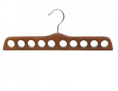 16″ Walnut Wood & Chrome Multi Scarf Hanger