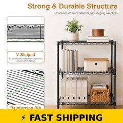 Hyper Tough 3-Tier Wire Shelving Rack – Black, 750 lbs Capacity