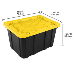 Set of 6 large Sterilite storage bins, 27-gallon capacity, with locking lids.