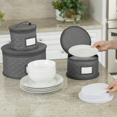2 PCS 6 Inch Small Plate Storage Case China Container Stackable 24 Dividers