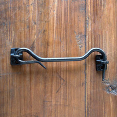 New 5.5 inch Black Cast Iron Barn Door Gate 2 Piece Latch Hook Cabin Mud Room