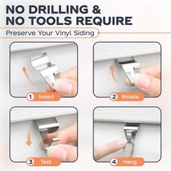 Vinyl Siding Hooks, (8 Pack) No Drilling Siding Clips for Hanging Outdoor Dec…