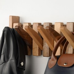 TEXAS BEST GIFT Solid Walnut Piano Key Coat Rack – 6-Hook Wall-Mounted Flip H…