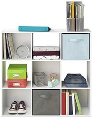 Elegant 9 Cube Storage Organizer – Stackable MDF Bookshelf in White Finish