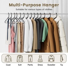UEAKPIC Black Plastic Hangers 36 Pack, Heavy Duty Clothes Hangers with Center…