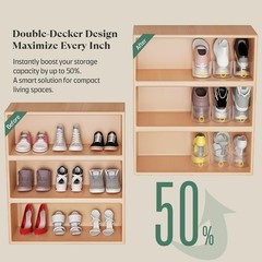 20 Pack Clear Adjustable Double Layer Shoe Stacker Closet Space Saver