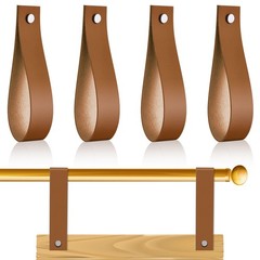 4 Pcs Faux Leather Sign Straps for Hanging Sign Faux Leather Curtain Rod Hold…