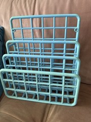 Vtg Yaffa Design Mini Catch All Desk Plastic Storage Organizer Rack 1983 Blue