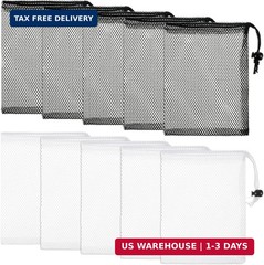 Small Mesh Bags Drawstring, 10PCS Black Mesh Drawstring Bag 7.87×5.9 Inch Nylon