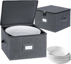 Grey 13×8 Inch Hard Shell China Dish Plate Storage Containers Dividers 2 PCS