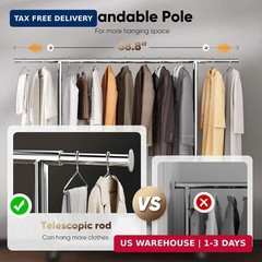 HOKEEPER Clothes Rack with Cover Clothing Racks for Hanging Clothes Heavy Duty G