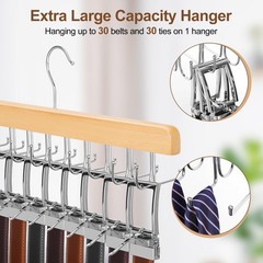 2-Pack 2-in-1 Belt Tie Hanger for Closet Max 60 Belts with 60 Ties Capacity