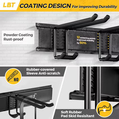 66 In. Black Metal Adjustable Heavy Duty Garage Tool Organizer Wall Rack with Ho