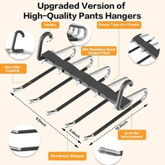 2 Pack Pants Hangers Space Saving Stainless Steel Closet Organizer Rack