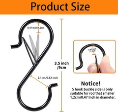 12 PCS S Hooks for Hanging with Safety Buckle | 3.5 inch Heavy Duty Metal S S…