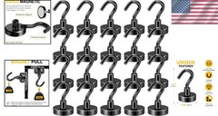 Versatile Magnetic Hooks 50 LB Capacity 20 Pack Black Neodymium for Home Office