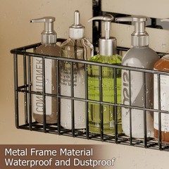 Adjustable Over The Door Organizer Metal Hanging Shelf with Baskets and Hooks