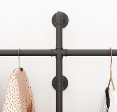 Industrial Pipe Clothing Rack, Heavy Duty Clothes Rack for Hanging Clothes, Wall