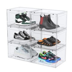 6-Packs Magnetic Drop Side Shoe Box Storage Containers Sneaker Display Cases
