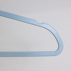Lot of 10 Thin Blue Plastic Traditional Hangers w/ Notches Metal Hooks