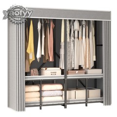 59″ Heavy Duty Closet Organizer Portable Wardrobe Clothes Shoe Clothes Racks